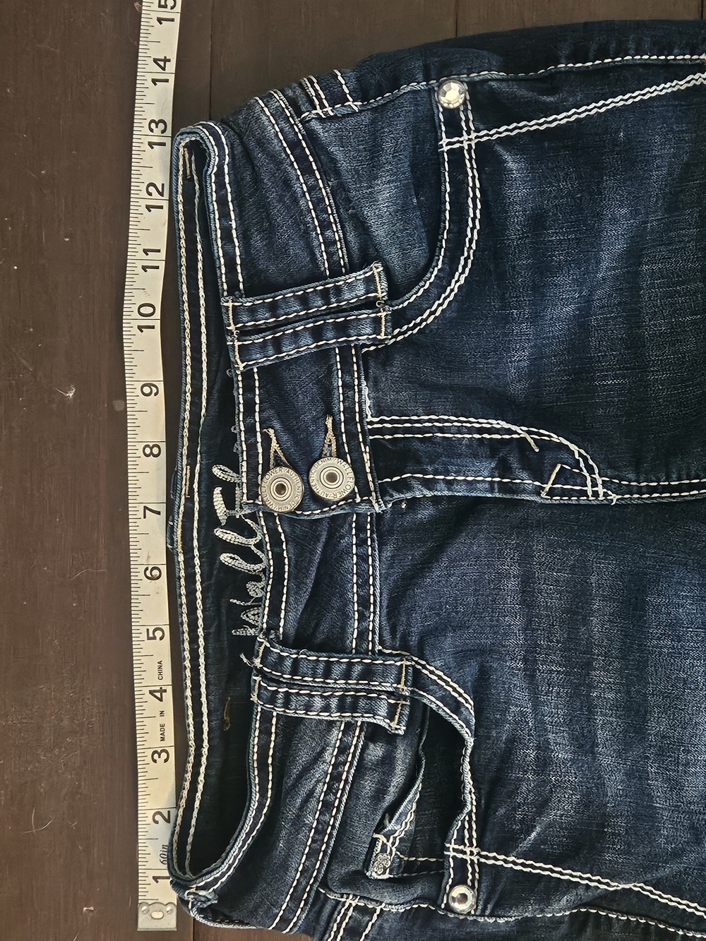 Wallflower Women's Dark Indigo Wide Leg Jeans - Picture 5 of 7